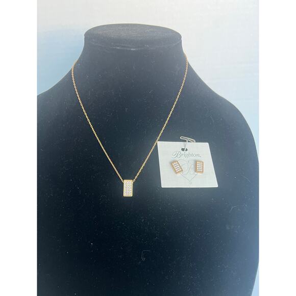 NWT Brighton Meridian Zenith Gold Swarovski Stones Necklace and Post Earrings - Picture 1 of 7